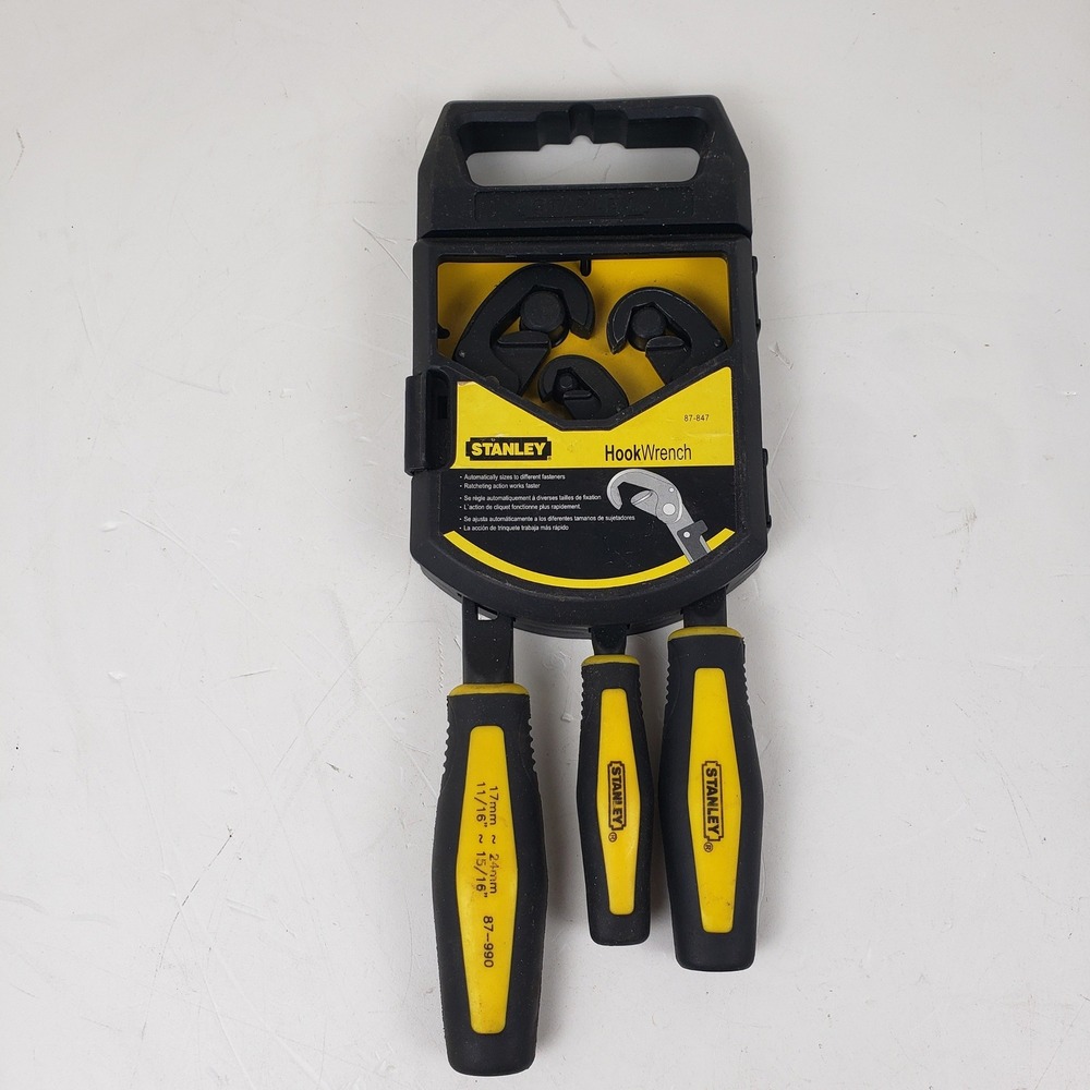 Stanley HookWrench 3 Piece 87-847 Ratcheting Adjustable Wrench Kit SAE Metric